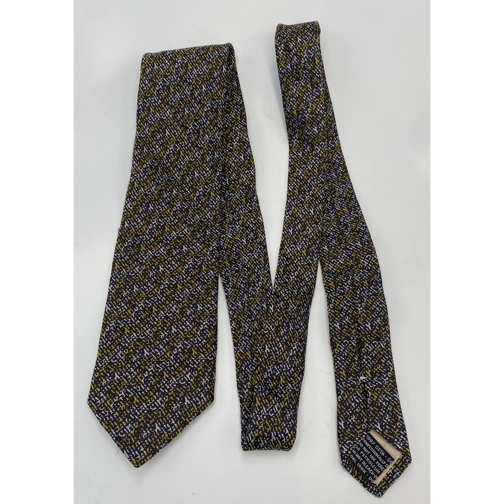 Missoni Mens 100% Silk Woven Neck Tie Yellow Black White Italy